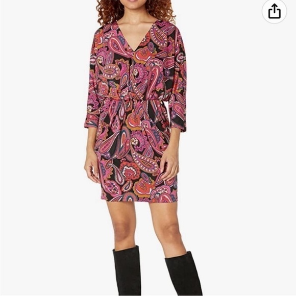 Trina Turk Birch Paisley Print Stretch Jersey Mini Dress Size L NWT - Picture 3 of 10